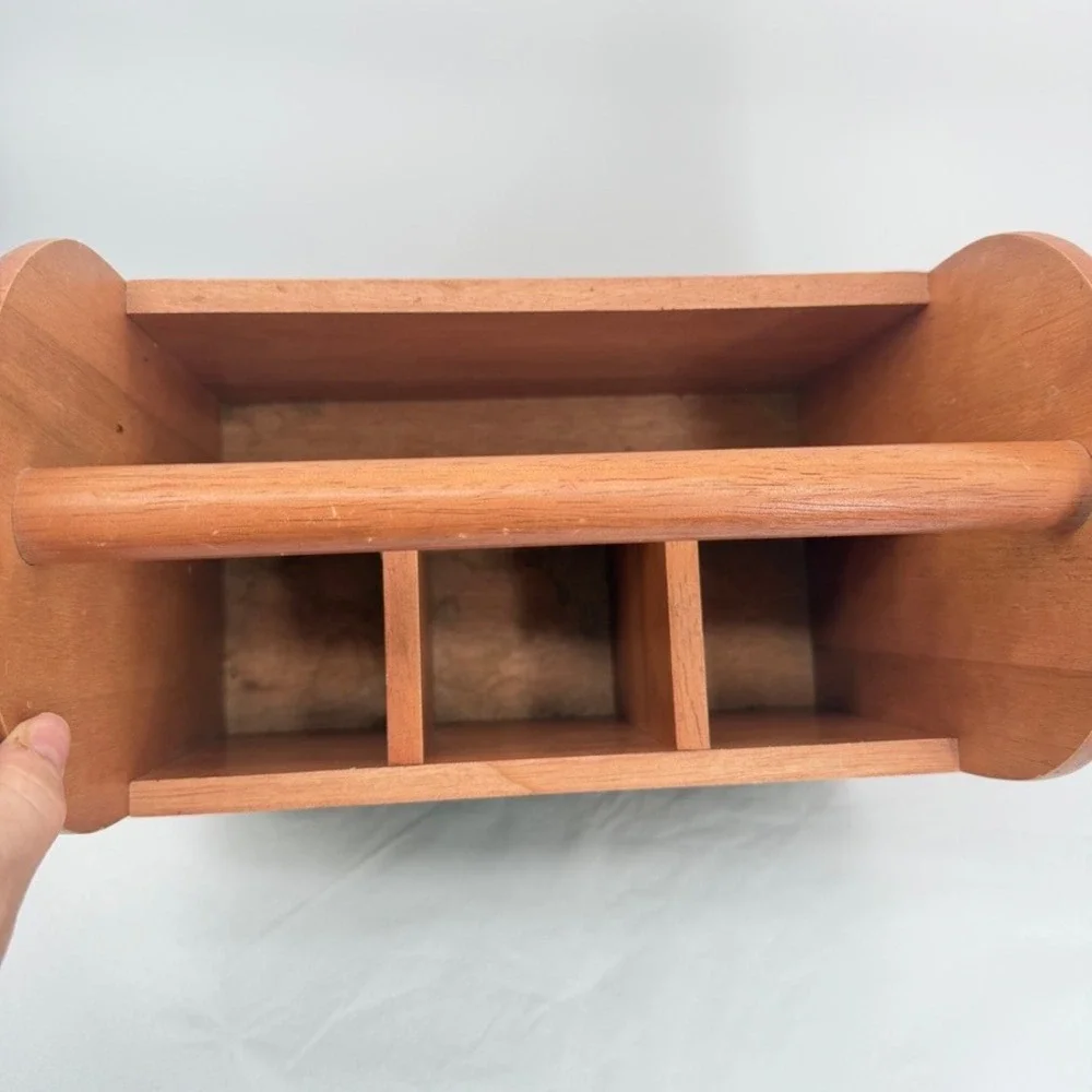 Kamenstein Inc VTG Wood Picnic Utensil Caddy Birdhouse Folk Art Country Decor